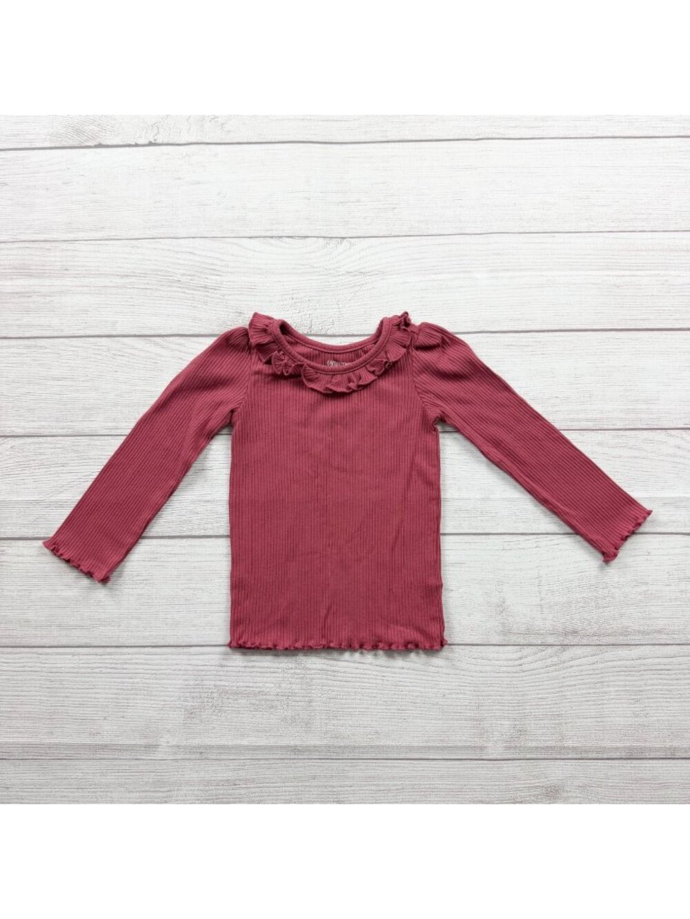Garanimals Toddler Girls Rose Pink Ruffled Ribbed Long Sleeve Top 2T